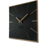 Grande horloge murale moderne carrée en bois Exact ECO, silencieuse, salon, chambre à coucher, fabriquée en UE (noire, 40 cm)