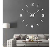 Grande horloge murale moderne en 3D avec chiffres romains, autocollant miroir argenté