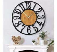 Grande horloge murale moderne et silencieuse avec tic-tac, 80 cm/32 pouces, à piles, élégante, de grande taille, style rétro-vintage, pour le salon, la chambre et la cuisine
