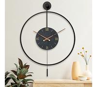 Grande horloge murale moderne, horloge murale pour décoration de salon, cadran minimaliste classique en métal silencieux, grande horloge murale décorative de ferme avec pointeurs en noyer pour bureau