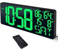 Grande horloge murale numérique de 18 pouces avec télécommande et fixation automatique