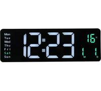 Grande horloge murale numérique - DZZ-WWHWWH-001 - 40,6 cm LED - Température & Humidité - Affichage du jour de la semaine - Luminosité réglable - 12/24 h - Smart