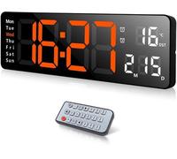 Grande horloge murale numérique LED de 13 pouces avec télécommande et calendrier