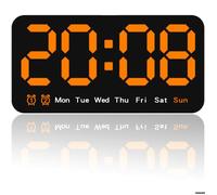 Grande Horloge Murale Numérique LED - Gros Chiffres, Double Alarme, 3 Niveaux de Luminosité