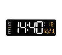 Grande Horloge Murale Numérique pour Bureau à Domicile, 38,7 X 13 X 3,2 | Télécommande, compte à rebours de 99 minutes, mémoire de mise hors tension, calendrier de température, plastique acrylique