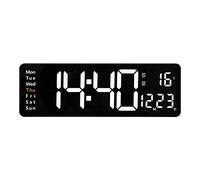Grande Horloge Murale Numérique pour Bureau à Domicile, 38,7 X 13 X 3,2 | Télécommande, compte à rebours de 99 minutes, mémoire de mise hors tension, calendrier de température, plastique acrylique