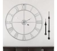 Grande horloge murale ronde en métal, style vintage, à piles, 60 cm, noire, chiffres romains, salon, chambre, cuisine
