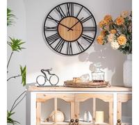 Grande Horloge Murale XL 40cm diamètre Horloge en métal Industriel Vintage Mouvement Quartz silencieuse sans Bruit de tic-tac
