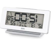 Grande horloge numérique de table avec affichage de la température et éclairage, blanche
