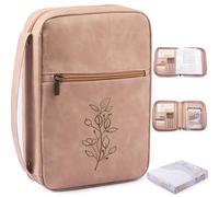 Grande housse de bible en cuir synthétique pour homme et femme, emballée dans un coffret cadeau - Étui de transport de la Bible gravé - Porte-Bible - Sac de Bible avec poche pour les fournisseurs