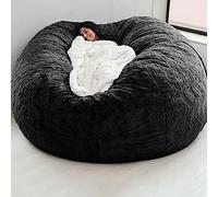 Grande housse de pouf géant rempli de mousse lavable en machine, grande housse de canapé-lit rond, douce et moelleuse pour salon, 1,5 m