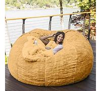 Grande housse de pouf géant rempli de mousse lavable en machine, grande housse de canapé-lit rond, douce et moelleuse pour salon, 1,5 m