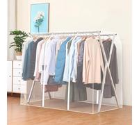 Grande housse for tringle à vêtements avec 4 fermetures éclair, largeur supplémentaire 100 cm, longueur 1,5 m~2 m, for tringle à vêtements en forme de X, anti-poussière(Clear,180x95x130cm)