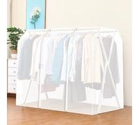 Grande housse for tringle à vêtements avec 4 fermetures éclair, largeur supplémentaire 100 cm, longueur 1,5 m~2 m, for tringle à vêtements en forme de X, anti-poussière(White,140x95x130cm)