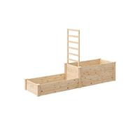 Grande jardinière double avec treillis haut dim. 222 x 63 x 132 cm bois sapin naturel