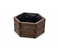 Grande jardinière hexagonale – Pot de fleurs moderne, résistant aux intempéries et élégant pour le jardin et le balcon D26 (palissandre, 51 x 44 x 28 cm)