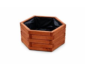 Grande jardinière hexagonale – Pot de fleurs moderne, résistant aux intempéries et élégant pour le jardin et le balcon D26 (noyer, 51 x 44 x 28 cm)