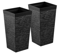 Grande jardinière rectangulaire noire - 30x30x58 cm - En plastique - Pour intérieur et extérieur - Pot de fleurs