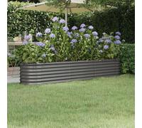 Grande jardinière surélevée ovale - 224 x 40 x 36 cm - Gris - Acier blindé - Jardinière robuste avec tiges de soutien internes - Résistante aux intempéries