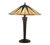 Grande lampe de table à 2 ampoules noire, verre de style Tiffany, E27