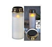 : Grande lanterne funéraire solaire avec LED effet flamme - coloris blanc