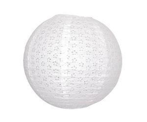 Grande Lanterne Japonaise Blanche Effet Dentelle, diam. 50 cm, Lampion Boule Papier, à Suspendre