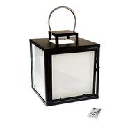 Grande lanterne métal sans fil LED blanc/multicolore dimmable HEAVY C23 H32cm avec télécommande et socle à induction