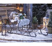 Grande luge "Nostalgie" en métal, brun avec finition antique, 116 cm de long, luge décorative, décoration de Noël, décoration de jardin pour l'extérieur