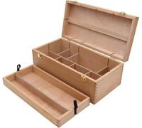 Grande mallette à outils XL - Boîte à peinture sur bois - Boîte à crayons en bois - Mallette à outils avec cadre de transport