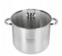 Grande Marmite en Acier Inoxydable 12L avec Couvercle en Verre pour Induction, Gaz 28cm Grande Casserole XXL