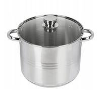 Grande Marmite en Acier Inoxydable 12L avec Couvercle en Verre pour Induction, Gaz 28cm Grande Casserole XXL