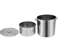 Grande marmite - Marmite en acier inoxydable de 100 l - Avec couvercle et panier - Modèle renforcé et épais - Pour usage domestique et professionnel - Argent