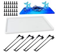 Grande moule en silicone rectangulaire, 23,7 x 36,5 cm, avec pieds pour table, idéal pour la création artistique en résine époxy, la décoration intérieure et le bricolage
