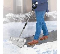 Grande pelle à neige en aluminium, 42 x 32 cm, avec bord renforcé en acier inoxydable et manche en aluminium avec poignée en forme de "D". Pelle à neige, racloir à neige, déneigeuse