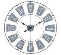 Grande Pendule Murale en métal Gris Clair D 76 cm - Atmosphera