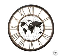 Atmosphera – Horloge murale mappemonde, chiffres romains, mécanisme silencieux Ø 67 cm