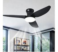 Grande Plafonnier Ventilateur de Plafond Salon Dimmable Télécommande LED Lustre Ventilateur De Plafond Réversible 100cm Noir