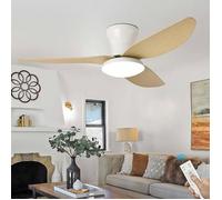 Grande Plafonnier Ventilateur de Plafond Salon Dimmable Télécommande LED Lustre Ventilateur De Plafond 100cm White Wood
