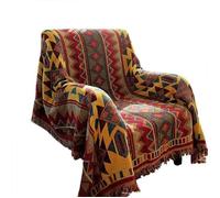 Grande Plaid Couverture Coton Tricoté Jacquard Bohême Douce Lavable Pour Canapé Fauteuil Chambre (90240CM, Géométrique)