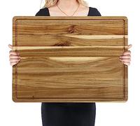 Grande planche à découper en acacia, 51 x 38 x 4 cm, gourmet double face, n'abîme pas les lames
