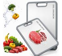 Grande planche à découper en acier inoxydable - Planche à découper en titane alimentaire - Sans BPA et double face - Idéale pour la viande, le pain, les légumes et les fruits
