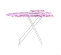 Grande planche à repasser pliable - Repose-fer ovale - Hauteur réglable - 90 x 30 cm - Support antidérapant (rose)