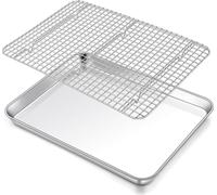Grande plaque à gâteaux en acier inoxydable avec grille de refroidissement 40,5x30,5x2,5cm