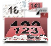 Grande plaque aluminium/polyethylene numéro rue décorative - pour maison, garage, porte, et boite aux lettres - collection chat : 2 lignes personnalisables