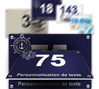 Grande plaque PVC numéro maison décorative - pour rue, garage, porte, et boite aux lettres - collection marine : 2 lignes personnalisables