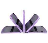 Grande pochette de rangement multicouche en cuirPolyuréthanepour crayons de couleur, trousse à crayons, porte-crayons, organiseur de fournitures de bureau, violet, style moderne