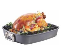 Grande poêle à frire et à rôtir de 17 pouces, poêle antiadhésive pour dinde, lasagnes et rôtissage avec support en V - Poêle rectangulaire pour poulet et barbecue, idéale pour rôtir une dinde
