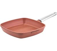 Grande poêle à griller en acier inoxydable 28 cm - Finition fonte brute - Compatible avec les plaques à induction et toutes les sources de chaleur
