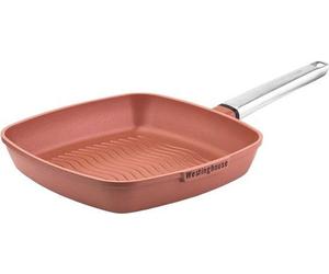 Grande poêle à griller en acier inoxydable 28 cm - Finition fonte brute - Compatible avec les plaques à induction et toutes les sources de chaleur