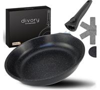 Grande poêle de 32 cm, manche amovible, compatible induction, revêtue, en aluminium, grande poêle à frire + protège-poêle, poêle à induction